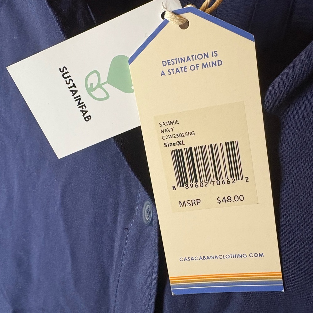 Casa Cabana Button Front “Sammie” Shirt Navy XL NWT Women - Picture 2 of 8